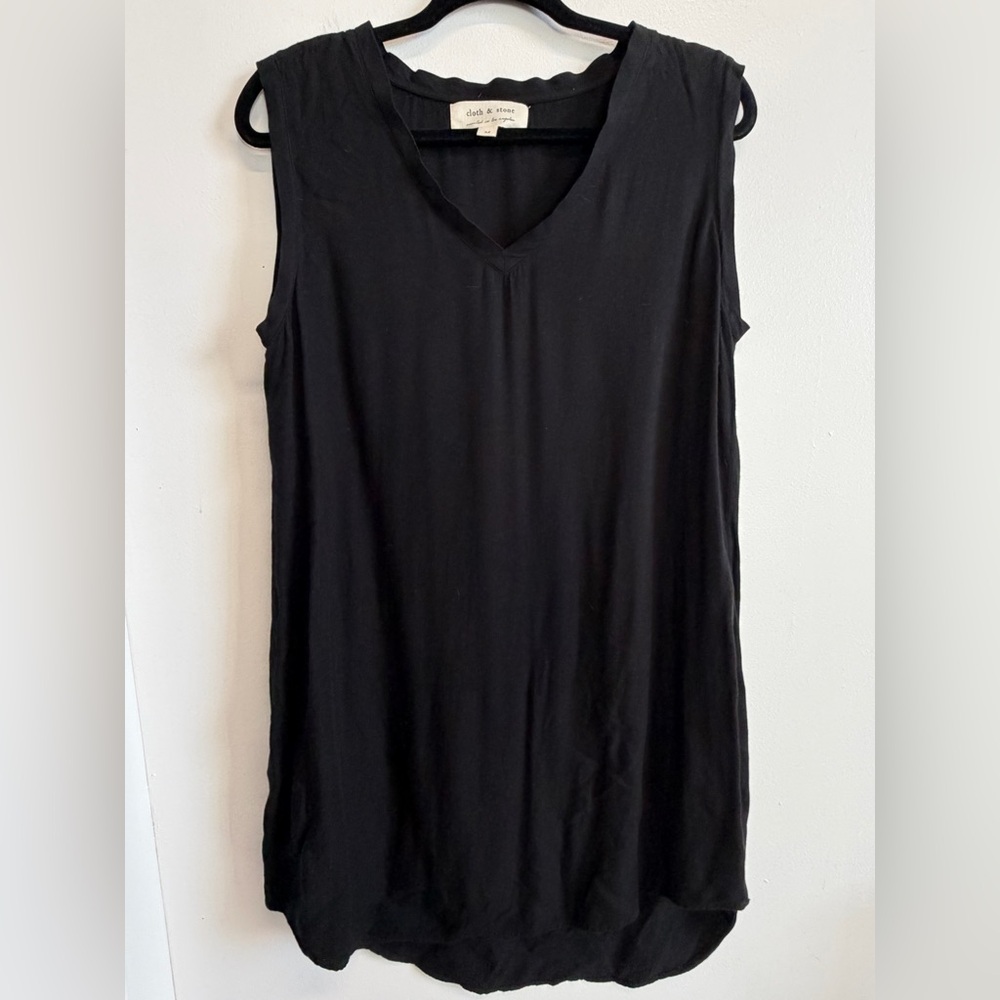 Anthropologies Cloth & Stone Black V-Neck Tank Top Tunic Dress Size M
